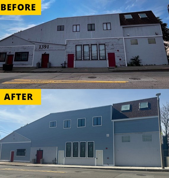 before and after images of a siding project in massachusetts